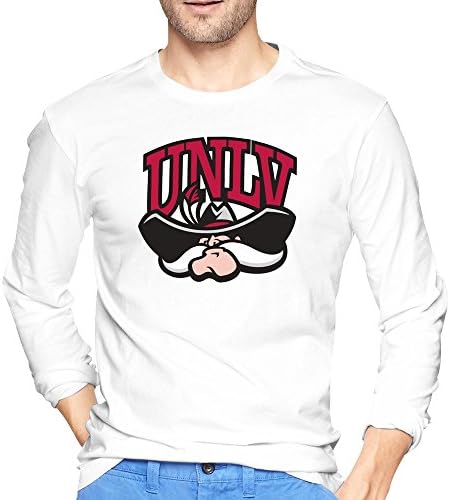 Moniz Mens College Football Black Hat Mascot Unlv Rebels T-shirts Long Sleeve White