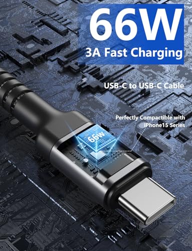 USB C to USB C Cable 10FT Type C Cable USBC Cable PD Fast Charging Cord Compatible for iPhone 17 16 15 Samsung S23 S22 Ultra Pixel iPad Air 4 iPad Pro 2021 MacBook Air (2Pack)