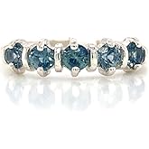 Montana Sapphire 5 Stone Decco Band Ring Sterling Silver