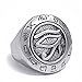 ELFASIO Stainless Steel Ring Mens Boys Egyptian Eye of Ra Horus Udjat Silver Tone Jewelry, Size 7-13