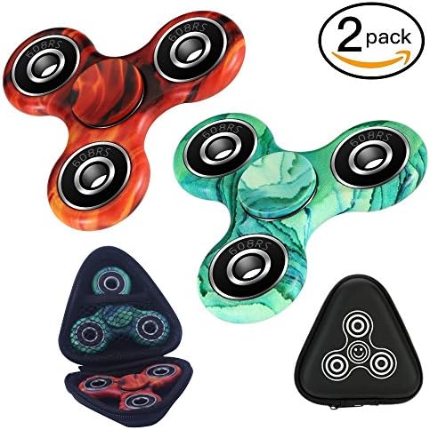 2 Pack of Hand Fidget Spinners, Smooth &amp; Quiet &amp; Fast &amp; Balanced Ceramic Bearing and Durable Fidget Spinner, Passed Drop Test. (Gem Green and Flame Red)