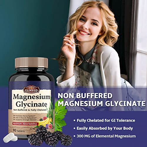 Elixeed Magnesium Glycinate, 300 mg of Elemental Magnesium, Chelated & NonBuffered, Maximum