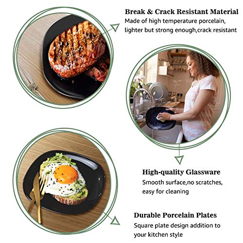 image for DANMERS Dinnerware 6-Piece Kitchen Dinner Plates Set, Black, 11