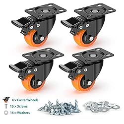 HOLKIE 2 inch Plate Casters with Safety Brake, 360