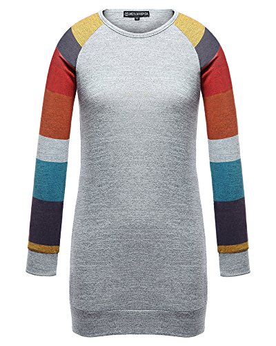 OMEYA.WANSHIDA. Women's Knitted Long Sleeve Sweatshirt Cotton Jersey Tunic Tops (L, Orange)