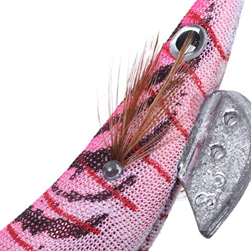 Mucjun 10 Stücke Fischk?der Set 13,5 cm 20G Tintenfisch Jigs 3,5# Haken Holz Garnelen Künstliche Angelk?der Holz… – Bild 8