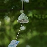 Oavand Ceramic Cherry Blossom Small Japanese Wind Chimes Outdoor, Handmade Pendants Wind Bells/Ceramic Wind Chimes for Outside with Soothing Melodic Tones for Garden Patio Balcony Home Décor (Green)