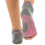 Ellaste Open Toe Yoga Socks – Non Slip Half Toe Sock with Anti Skid Grip for Yoga Pilates Barre: for Women Girl (Gray, Large)