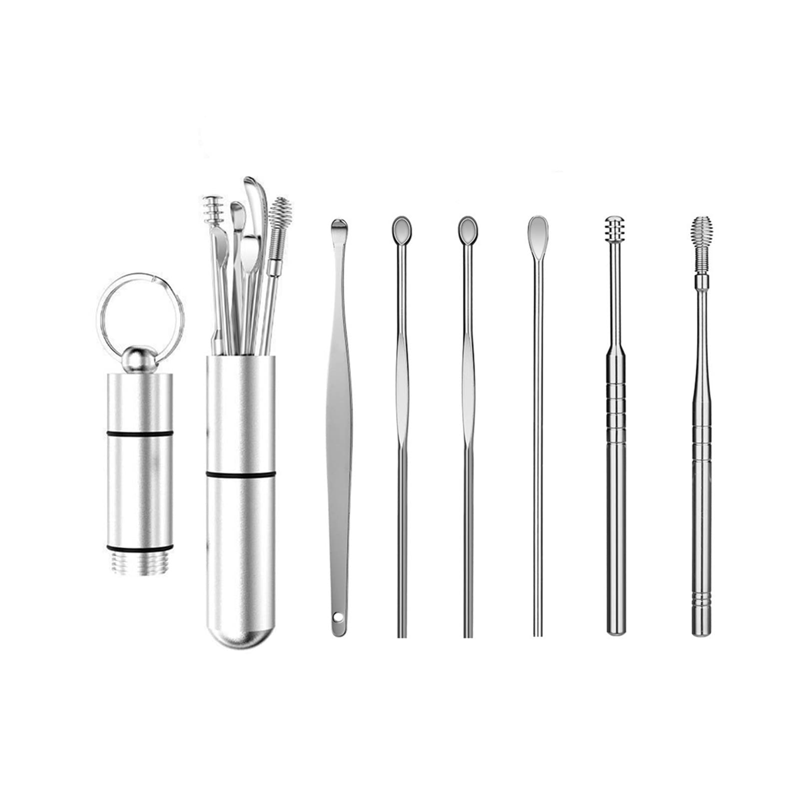 Ear Wax Removal Kit Ear Curette Cleaner Ear Pick Earwax Removal Tool 6 Pcs Stainless Steel Ear Wax Remover with Ear Cleaning Tool