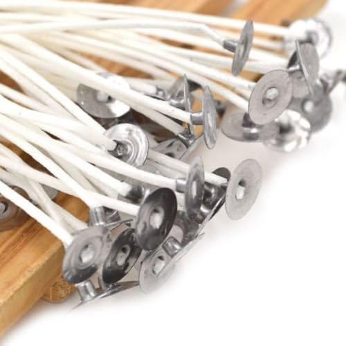 Aquiver Candle Making Kit,20cm 100 Pieces Waxed Wicks with Sustainer Tabs, Candle Wicks for DIY