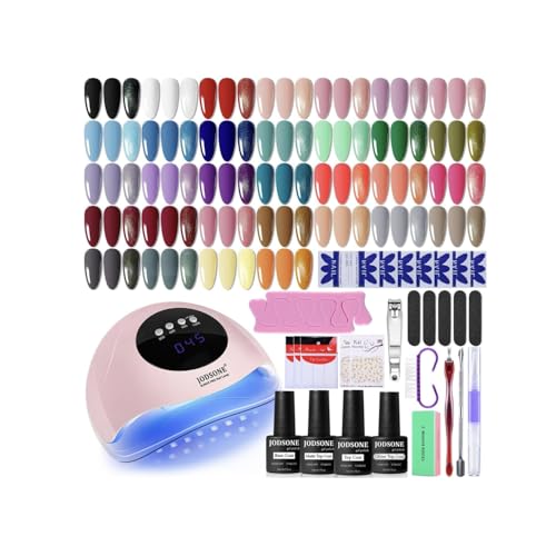 JODSONE Gel Nail Polish Kit with U V Light 32 Colors Gel Polish Nail + 4 Functional Adhesive Bottles Kit Soak off Manicure Tools Gifts for Women