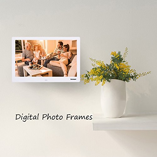 Digital Video Picture Frame 13 Inch,Kenuo 1280 x 800 HD LED Screen with Calendar, MP3/Photo/Video Player with Remote Control - White