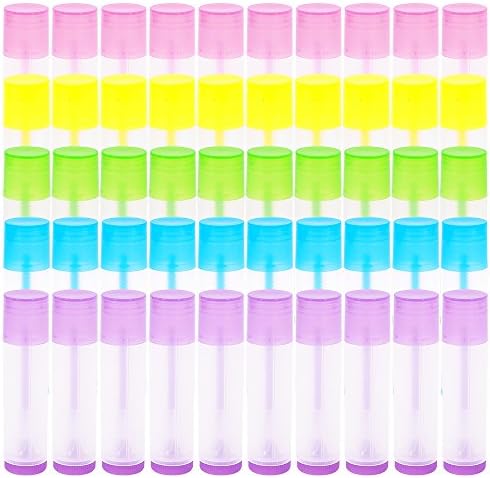 ZHHAN (50PCS)Lip Balm Container Tubes-DIY - 3/16 Oz (5.5 ml) - Crayon Lipstick,Chapstick,Homemade Lip Balm, Bpa Free(5 colors)