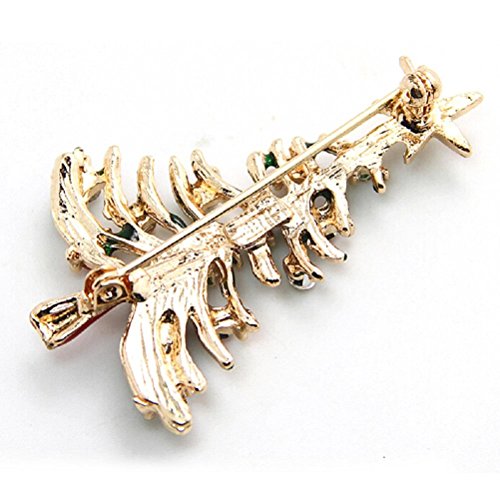 Haodeba 1 Piece Gorgeous Enamel Rhinestone Brooch Christmas Tree Brooch Pins Party Favor Best Gift for Girls Women Ladies