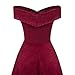Aibwet Women's Off Shoulder A-Line Knee Length Floral Cocktail Elegant Vintage 1950s Style Bridesmaid Sleeveless Evening Prom Formal Swing Dress (L,Wine Red_1)