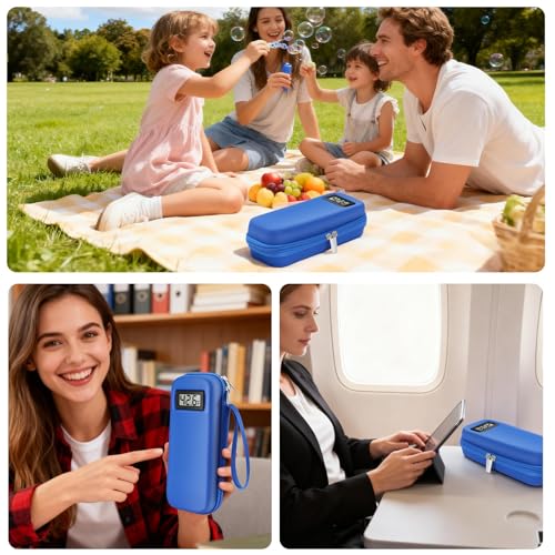 Insulin Cooler Travel Case with Temperature Display: TSA Approved Medication Diabetic Cooler for Travel, Diabetes Case for Insulin Pens for Daily Use & Trip (Blue)