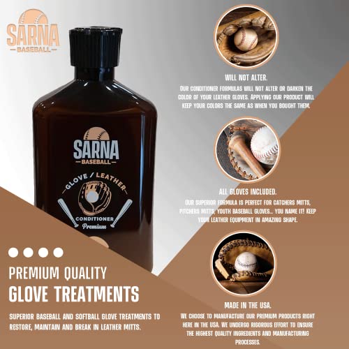 Sarna Baseball Glove Leather Conditioner Use on Baseball Gloves, Softball Gloves, Baseball