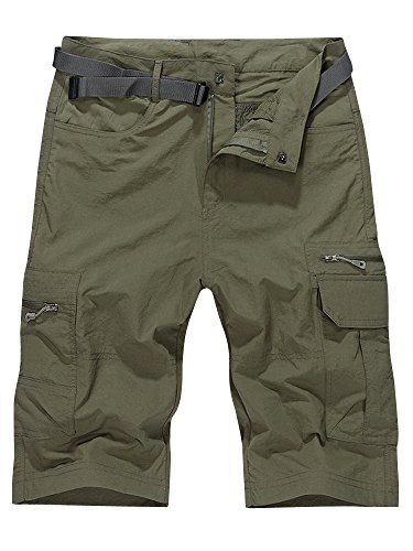 Men's Outdoor Water-resistant Quick Dry Cargo Shorts Army Green Size 2XL - US 36