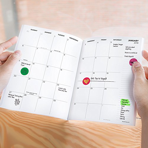 Time Factory Hot Pink Good Vibes 7.5" x 10.25" January -December 2019 Monthly Planner (19-4216) - Thumbnail 6