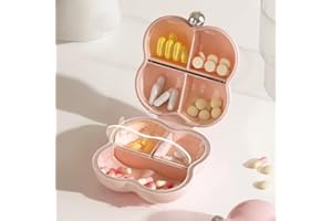7 Compartment Mini Portable Pill Box Jewelry Sealed Storage Box(Cream Pink)