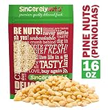 Sincerely Nuts Pine Nuts /Pignolias | 1 Lb. Bag | Delicious Gourmet Choice | Healthy Snack Food | Gluten Free, Kosher, Vegan | Fresh Shelled Pignoli | Paleo & Keto Diet Friendly | Great for Pesto