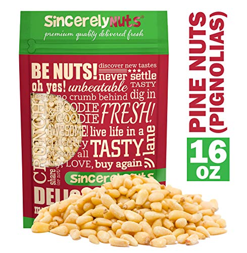 Sincerely Nuts Pine Nuts /Pignolias | 1 Lb. Bag | Delicious Gourmet Choice | Healthy Snack Food | Gluten Free, Kosher, Vegan | Fresh Shelled Pignoli | Paleo & Keto Diet Friendly | Great for Pesto