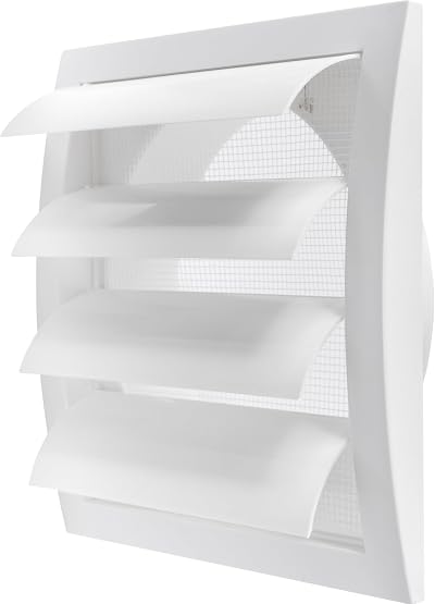 Repa Market White 6in Exhaust Hood Vent with Shutters Flange Mesh