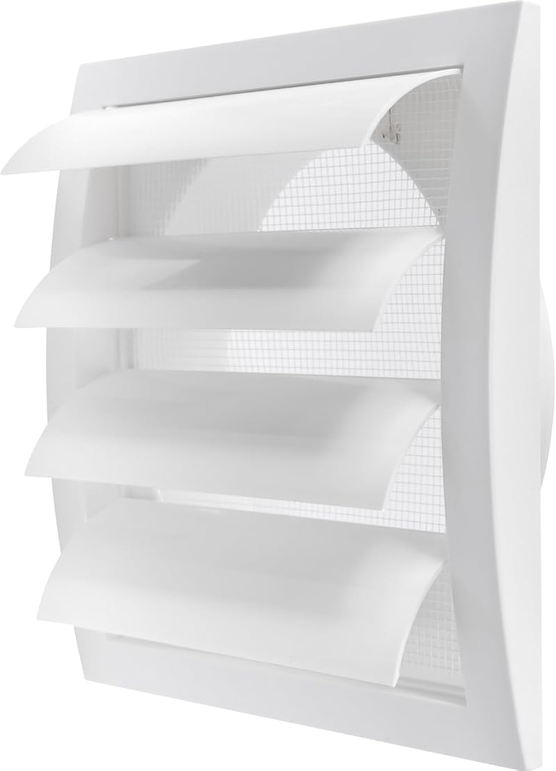 Repa Market White 6in Exhaust Hood Vent with Shutters Flange Mesh