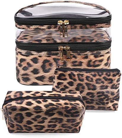 Amazon.com : Boao 3 Pcs Leopard Print Cosmetic Bag Set Cheetah Toiletry  Travel Makeup Organizer Portable Waterproof Makeup Pouch with Zipper for  Women Brush Case Multifunction Purse Handbag : Beauty & Personal Care