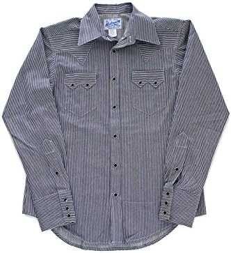 Rockmount Railroad Stripe Denim Western Shirt SP640-RSD-Black-16.5