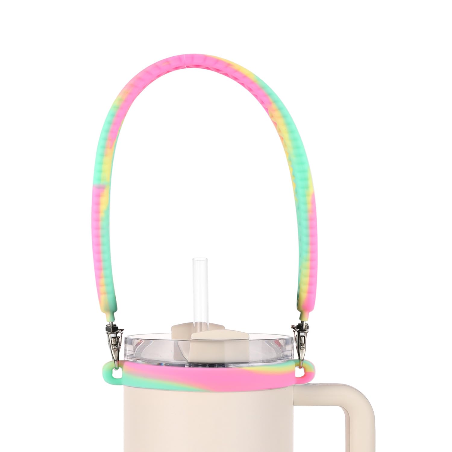 Stanley Water Bottle Sling - Detachable Handle Strap with Holder, Silicone Lanyard for 8-40oz Bottles (Pink, Green, Yellow)