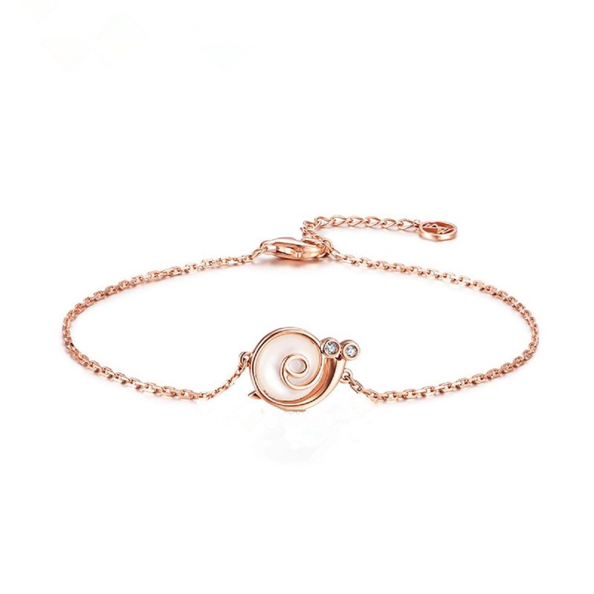 GOWE The Little Snail Real 0.01 CT Diamond Link Bracelet 18K Rose Gold (Au750)