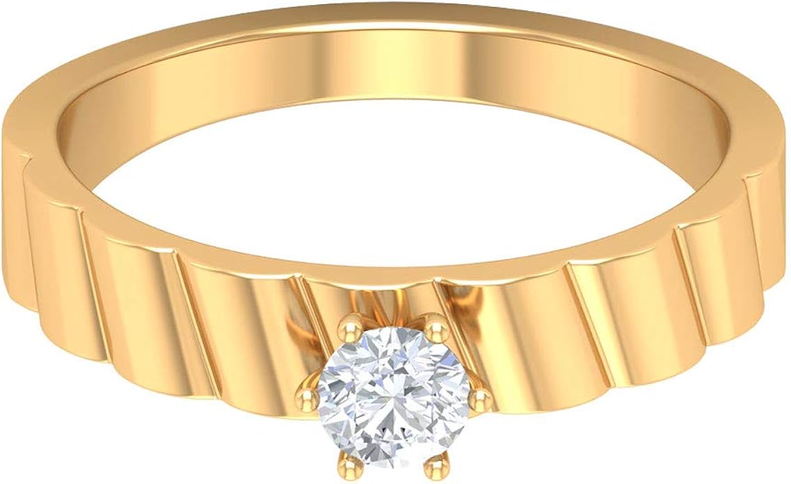 HI-SI Anillo de compromiso de diamante redondo puntero de 1/4 quilates