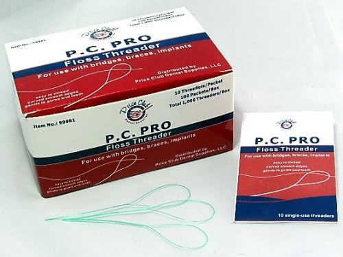 Value Pack 200 Pieces Floss Threader for use with Bridges, Braces, implants etc. Orthodontics appliances. 10 threaders/Envelope.