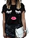 Haola Summer Fashion Women Cute Short Sleeve Printed Tops Casual T Shirt S Black