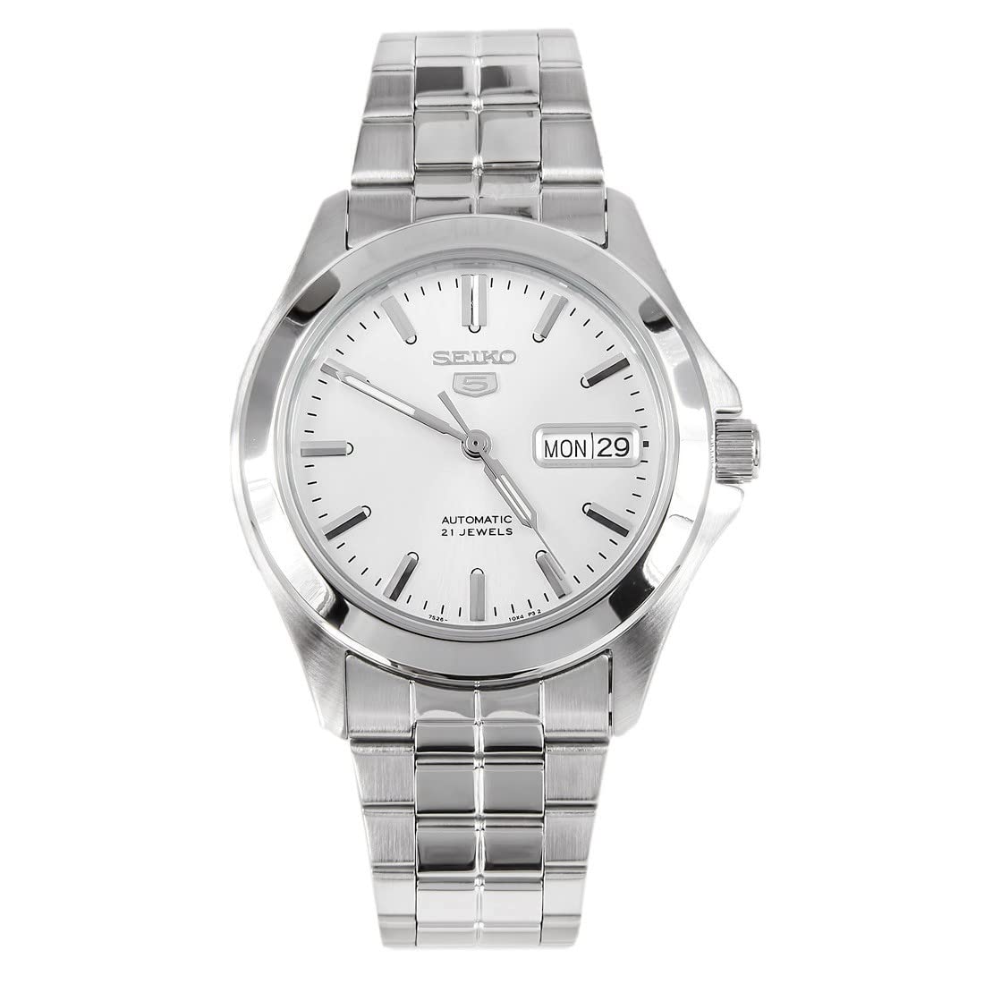 Seiko SNKK87 Reloj analógico de acero inoxidable de dos tonos con esfera blanca para hombre