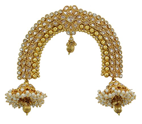 Banithani Traditional Indian Bridal Gold Tone Stone Bun Pin Import