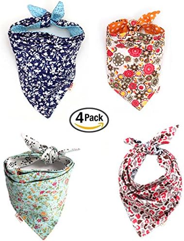 Combofix 4 Pack Cute Dog Bandana Multi Coloured Scarves Accessories for Pet Cats and Puppies