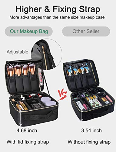 monstina estuches de tren de maquillaje estuche de maquillaje de viaje profesional estuches de cosméticos organizador bolsa de almacenamiento portátil para cosméticos pinceles de maquillaje artículos de tocador accesorios de viaje negro