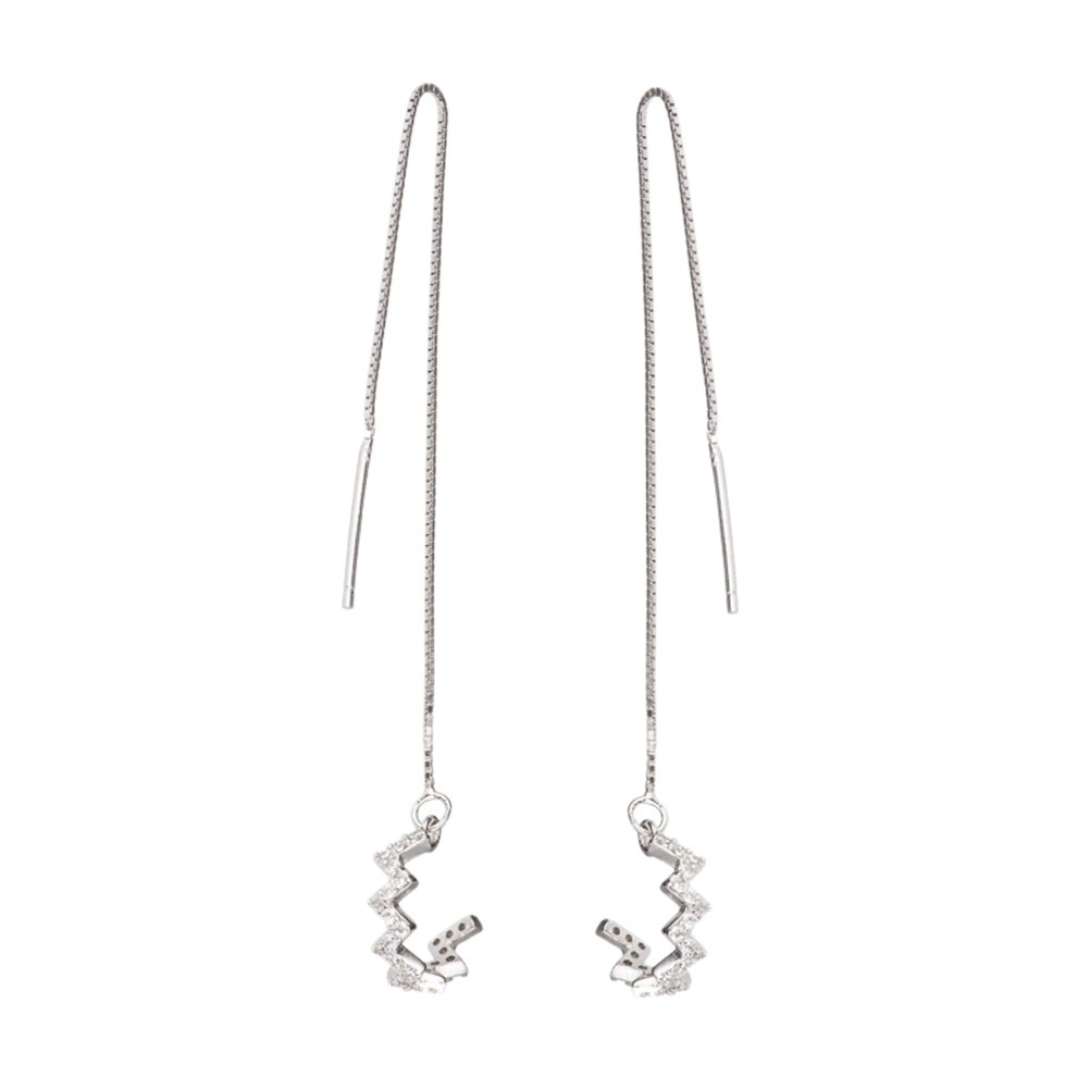 SOIMISS Sterling Silver Chain Cuff Earrings for Women Dangly Earrings Zircon Flash Diamonds for Bohemian Style