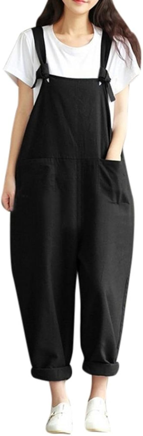 Pingtr Womens Baggy Dungarees,Women's Retro Loose Playsuit Trousers