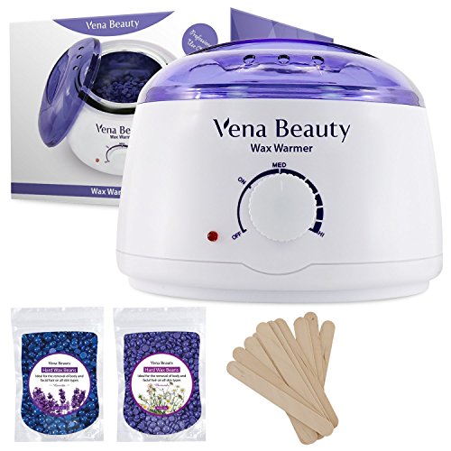 Wax Warmer, Hair Removal Waxing Kit Electric Hot Wax Heater for Facial &Bikini Area& Armpit with 2 different flavors Hard Wax Beans and Wax Applicator Sticks - Self-waxing Spa in Home by Vena Beauty