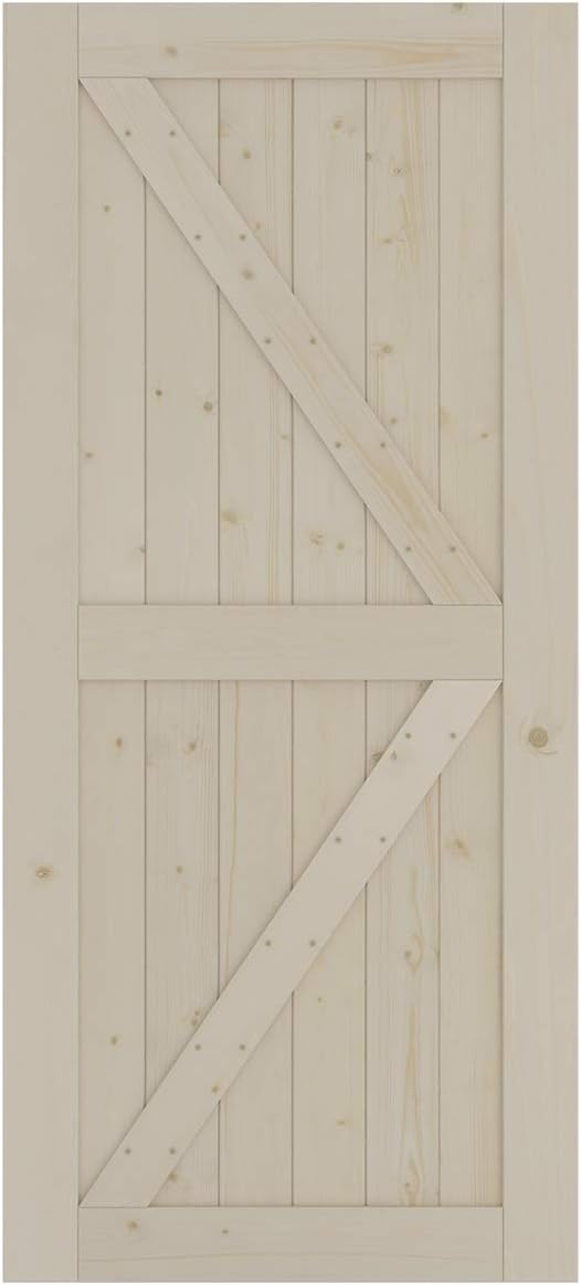 Store Sale Outlet Smartstandard 36in X 80in Sliding Barn Wood Door Pre Drilled Ready To Assemble Diy Unfinished Solid Spruce Wood Panelled Slab Interior Single Door Only Natural K Frame Fit 6ft 6 6ft Rail Home