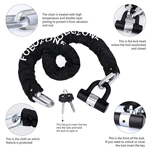 Heavy Duty Chain Lock, with ULock, Chain120cm Length x 12mm Dia,Made of Manganese Steel, Non