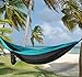Gold Armour Camping Hammock - XL Double Parachute Camping Hammock (2 Tree Straps 16 LOOPS/10 FT Included) Lightweight Nylon Portable Hammock, Best Parachute Double Hammock (Gray/Sky Blue)