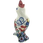 Blue Rose Polish Pottery - Red Garden Butterfly Pie Bird - 4.5" Tall - Ceramic Pie Vent, Decorative Bird-Shaped Tool for Baki