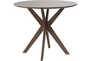 Giantex 36" Round Wood Dining Table, Farmhouse Kitchen Table with Intersecting Pedestal Base & Solid Rubber Wood Legs, Vintag