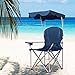 Goplus Camping Chair with Canopy Shade, Folding Lawn Chair with Umbrella Cup Holder & Carry Bag, Portable Sunshade Chair for Adults for Beach Outdoor Travel Hiking Fishing (Blue)