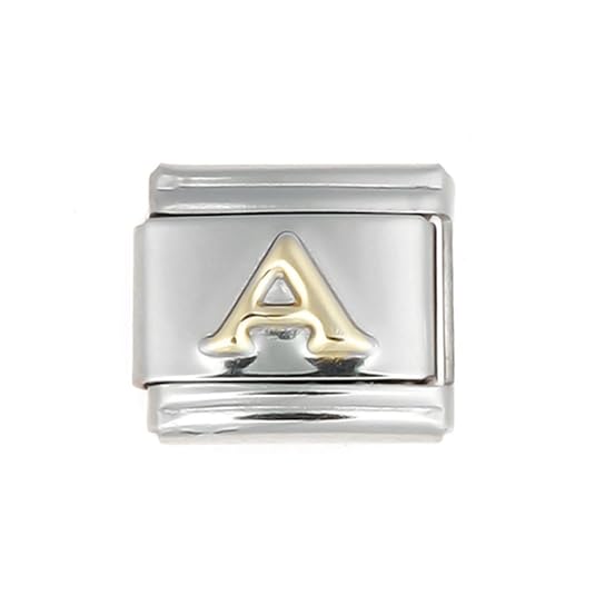 AKKI Charms Italian Gelaserte Alle Buchstabe Alphabet für Armband Classic,Silber Schmuck Italy Edelstahl Links Glider Kult mo