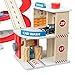 Wooden Toy Car Garage Playset for Toddlers w Car Wash & Gas Station - 7 Cars and 5 Road Pieces Included